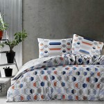 Комплект подросткового постельного белья TAC GENC MODASI SANNA хлопковый ранфорс серый+синий евро, фото, фотография