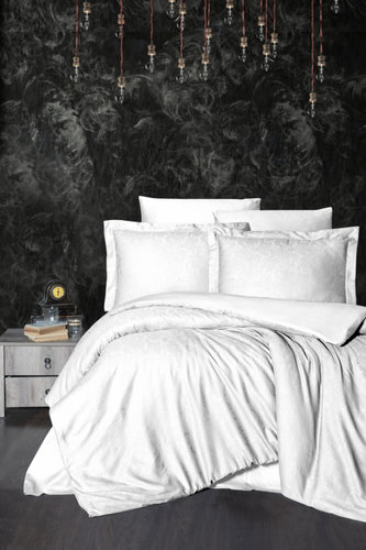 Постельное белье Karven SARE хлопковый сатин-жаккард white евро, фото, фотография