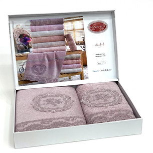 Подарочный набор полотенец для ванной 50х90, 70х140 Karven REINA бамбуковая махра лиловый