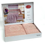 Подарочный набор полотенец для ванной 50х90, 70х140 Karven REINA бамбуковая махра персиковый, фото, фотография