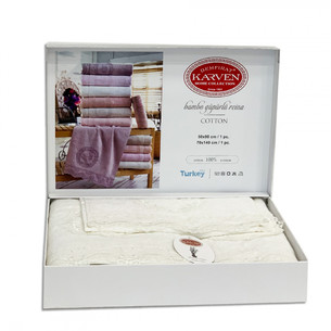 Подарочный набор полотенец для ванной 50х90, 70х140 Karven REINA бамбуковая махра кремовый