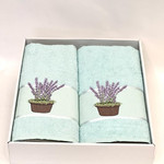 Подарочный набор полотенец для ванной 50х90, 70х140 Karven LAVANTA 1 хлопковая махра ментоловый, фото, фотография