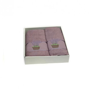 Подарочный набор полотенец для ванной 50х90, 70х140 Karven LAVANTA 1 хлопковая махра лиловый