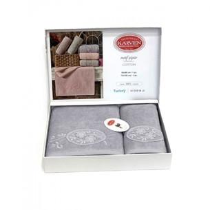 Подарочный набор полотенец для ванной 50х90, 70х140 Karven MOTIF хлопковая махра серый