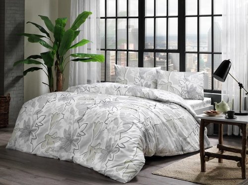 Комплект подросткового постельного белья TAC GENC MODASI JAMIE хлопковый ранфорс серый 1,5 спальный, фото, фотография