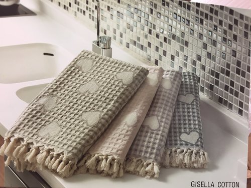 Подарочный набор полотенец для ванной 3 пр. Maison Dor GISELLA хлопковая вафля бежевый, фото, фотография