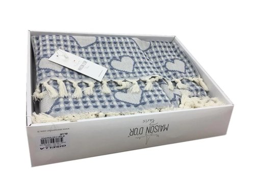 Подарочный набор полотенец для ванной 3 пр. Maison Dor GISELLA хлопковая вафля голубой, фото, фотография