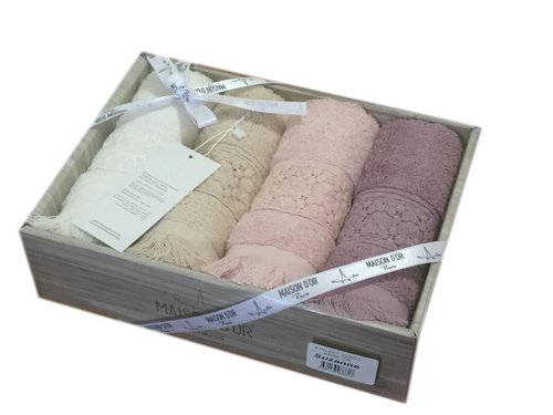 Подарочный набор полотенец-салфеток 40х60 см (4 шт.) Maison Dor SUZANNE хлопковая махра, фото, фотография