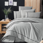 Постельное белье Karven DELUXE ALISA хлопковый ранфорс grey 1,5 спальный, фото, фотография