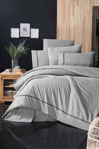 Постельное белье Karven DELUXE ALISA хлопковый ранфорс grey 1,5 спальный, фото, фотография