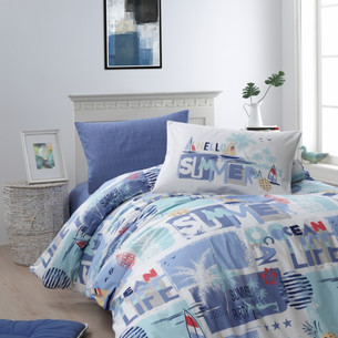 Детское постельное белье Karven SUMMER хлопковый ранфорс blue 1,5 спальный
