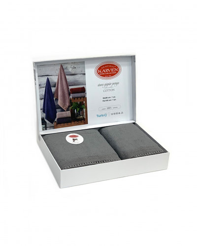 Подарочный набор полотенец для ванной 50х90, 70х140 Karven STORE хлопковая махра серый, фото, фотография