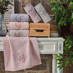 Подарочный набор полотенец для ванной 50х90, 70х140 Karven ROSE хлопковая махра бежевый, фото, фотография