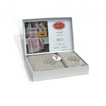 Подарочный набор полотенец для ванной 50х90, 70х140 Karven ROSE хлопковая махра серо-зеленый, фото, фотография