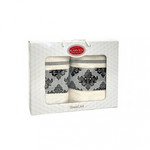 Подарочный набор полотенец для ванной 50х90, 70х140 Karven Y DAMASK хлопковая махра кремовый, фото, фотография