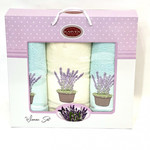 Подарочный набор полотенец для ванной 50х90(2), 70х140(1) Karven LAVANTA 1 хлопковая махра ментоловый, фото, фотография