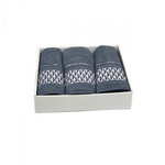 Подарочный набор полотенец для ванной 50х90(2), 70х140(1) Karven TILE хлопковая махра индиго, фото, фотография