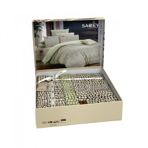 Постельное белье Sarev CROCO FANCY хлопковый поплин bej 1,5 спальный, фото, фотография