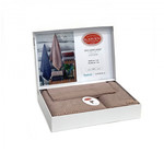 Набор полотенец для ванной 3 пр. Karven KOZA хлопковая махра тёмно-бежевый, фото, фотография