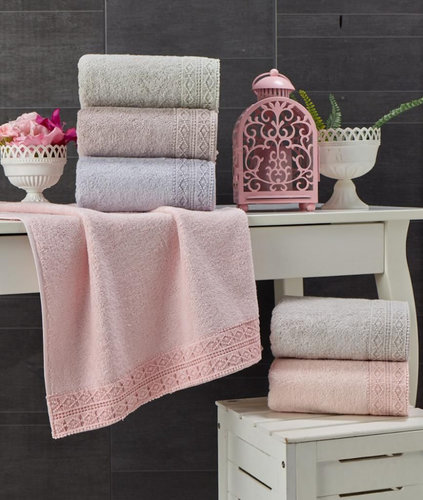 Набор полотенец для ванной 3 пр. Karven KOZA хлопковая махра тёмно-бежевый, фото, фотография