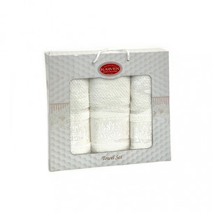 Подарочный набор полотенец для ванной 50х90(2), 70х140(1) Karven SUMBUL хлопковая махра кремовый