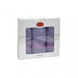 Подарочный набор полотенец для ванной 50х90(2), 70х140(1) Karven SUMBUL хлопковая махра светло-лиловый