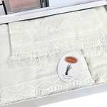 Набор полотенец для ванной 3 пр. Karven MAKRAME бамбуковая махра кремовый, фото, фотография