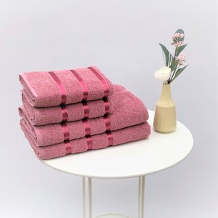 Набор полотенец для ванной Karven хлопковая махра 50х90 2 шт., 70х140 2 шт. пудровый