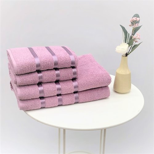 Набор полотенец для ванной Karven хлопковая махра 50х90 2 шт., 70х140 2 шт. лиловый, фото, фотография