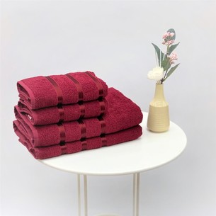 Набор полотенец для ванной Karven хлопковая махра 50х90 2 шт., 70х140 2 шт. бордовый