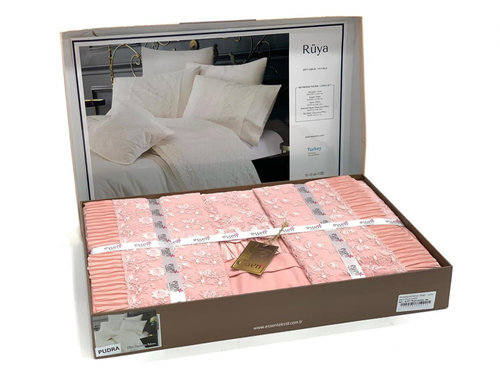 Постельное белье Essen RUYA хлопковый сатин pudra евро, фото, фотография