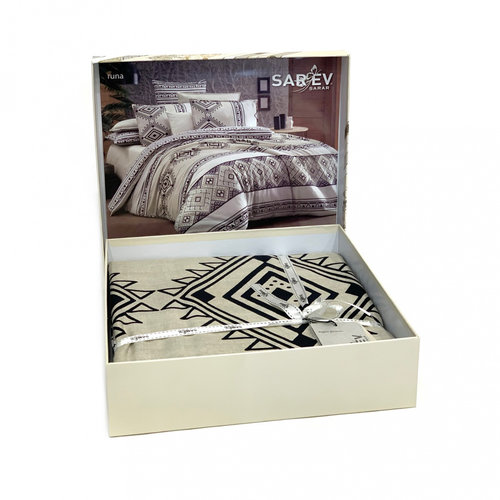 Постельное белье Sarev RUNA FANCY хлопковый поплин bej 1,5 спальный, фото, фотография
