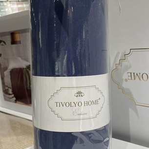 Простынь на резинке с наволочками Tivolyo Home хлопковый сатин делюкс тёмно-синий 100х200+30