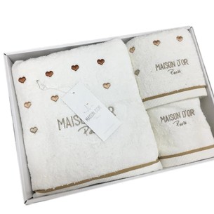 Набор полотенец для ванной 3 пр. Maison Dor CANDY LOVE хлопковая махра кремовый