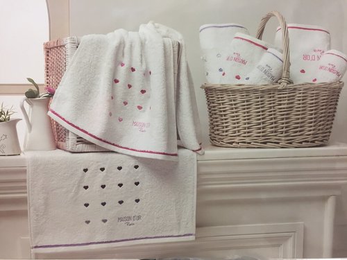Набор полотенец для ванной 3 пр. Maison Dor CANDY LOVE хлопковая махра грязно-розовый, фото, фотография