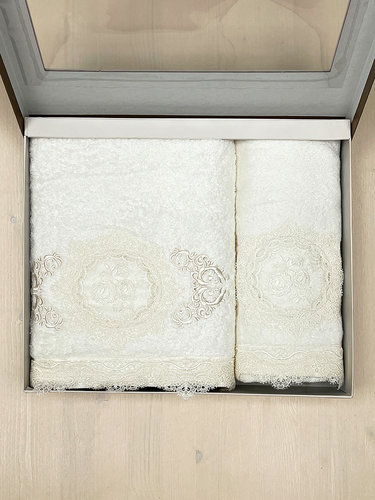 Набор полотенец для ванной в подарочной упаковке 2 пр. Pupilla OLIVYUM бамбуковая махра V4, фото, фотография