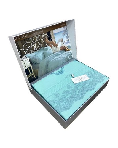 Постельное белье Maison Dor HELENA хлопковый сатин бирюзовый 1,5 спальный, фото, фотография