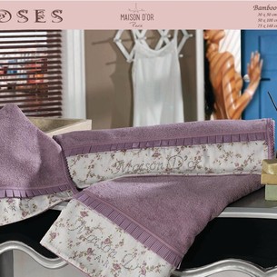 Набор полотенец для ванной 3 пр. Maison Dor ROSES хлопковая/бамбуковая махра фиолетовый