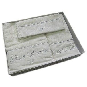 Набор полотенец для ванной 3 пр. Maison Dor ROSE MARINE хлопковая/бамбуковая махра кремовый
