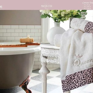 Набор полотенец для ванной 3 пр. Maison Dor QUEEN хлопковая махра кремовый/грязно-розовый