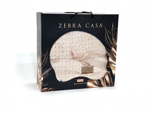 Вязаный плед Zebra Casa SHINE акрил пудровый 200х220, фото, фотография