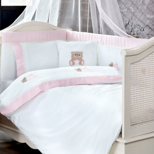 Постельное белье для новорожденных с одеялом Tivolyo Home LOVELY хлопковый сатин розовый, фото, фотография