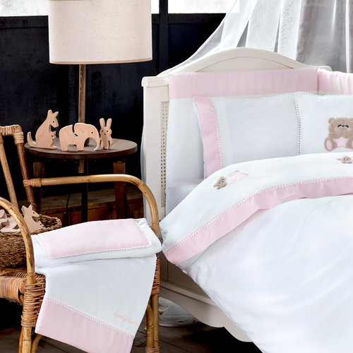Постельное белье для новорожденных с одеялом Tivolyo Home LOVELY хлопковый сатин розовый, фото, фотография