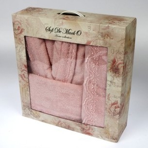 Подарочный набор с халатом Sofi De Marko LINDA хлопковая махра розовый S/M