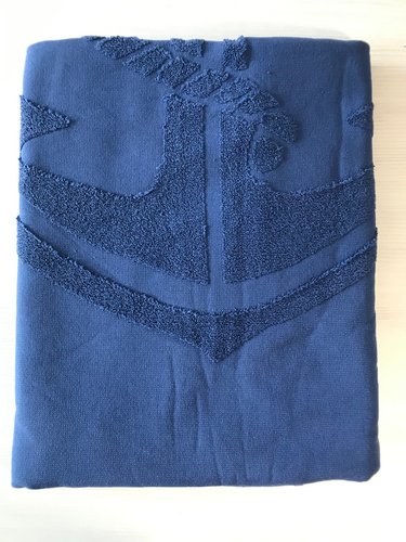 Пляжное полотенце, парео, палантин (пештемаль) Luzz CAPA хлопок тёмно-синий 90х150, фото, фотография