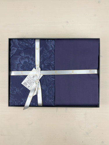 Постельное белье First Choice ADVINA хлопковый сатин indigo евро, фото, фотография