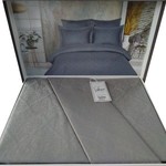 Постельное белье Saheser DIAMOND хлопковый сатин-жаккард светло-серый евро, фото, фотография