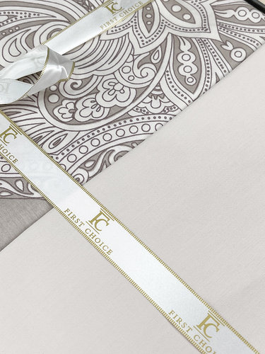 Постельное белье First Choice MILENA хлопковый сатин beige евро, фото, фотография