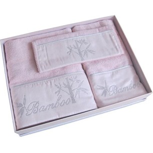 Набор полотенец для ванной 3 пр. Maison Dor BAMBU хлопковая/бамбуковая махра грязно-розовый