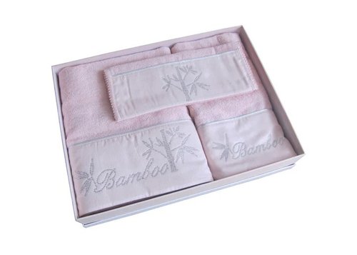 Набор полотенец для ванной 3 пр. Maison Dor BAMBU хлопковая/бамбуковая махра грязно-розовый, фото, фотография